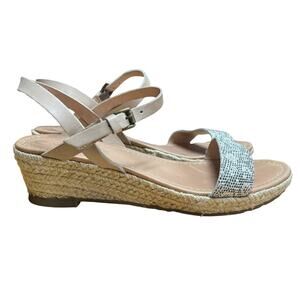 Corso Como Women's Cape Wedge Leather Ankle Strap Espadrille Sandal Size 8